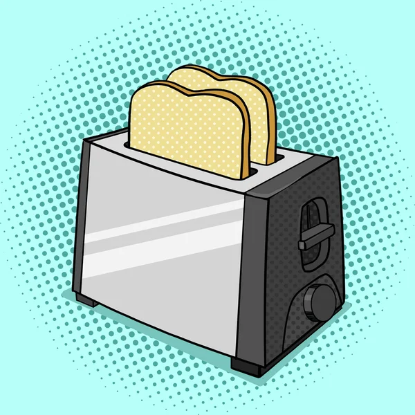 Grille-pain avec toasts style pop art vecteur — Image vectorielle