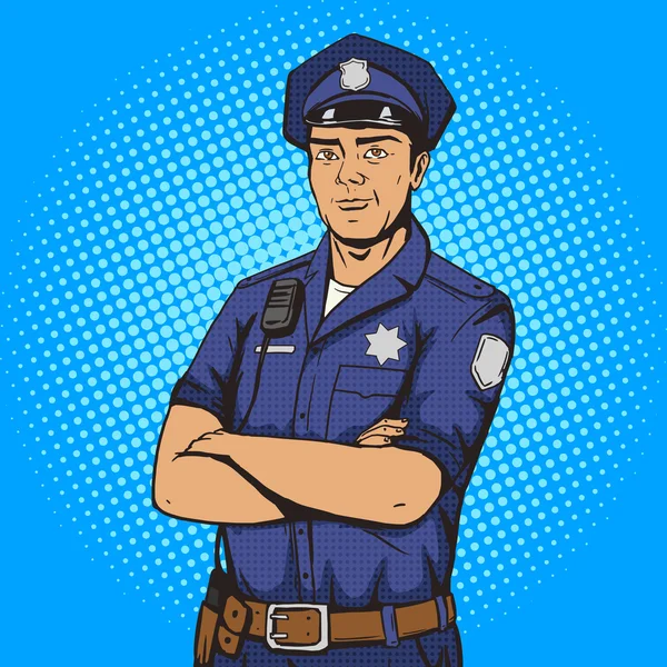 Ilustracja wektorowa stylu pop-artu, policjant — Wektor stockowy