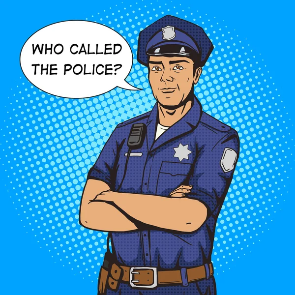 Policía pop arte estilo vector ilustración — Archivo Imágenes Vectoriales