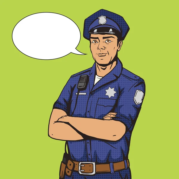 Ilustrasi vektor gaya seni pop policeman - Stok Vektor