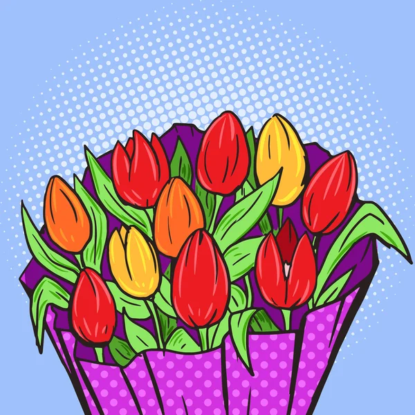 Květiny kytice pop art stylu vektor — Stockový vektor