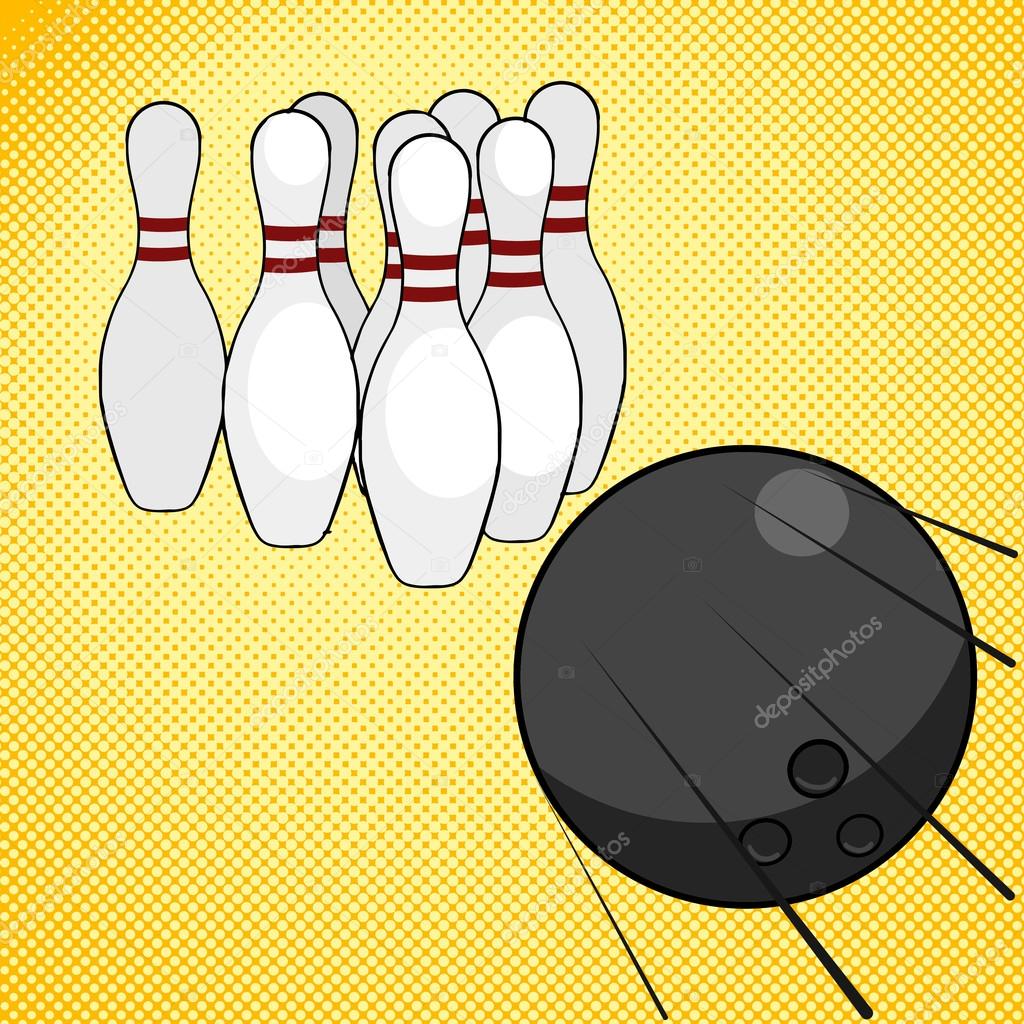 Bowling game pop art style vector