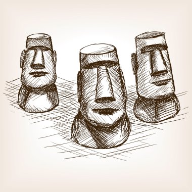 Moai easter island hand drawn sketch style vector clipart