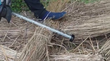 Takımları kesen bir adamın resmi