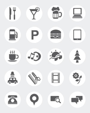 Gezinti, konum ve ulaşım simgeler.