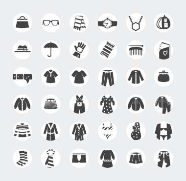 Giysi vektör simgeleri ayarlandı.