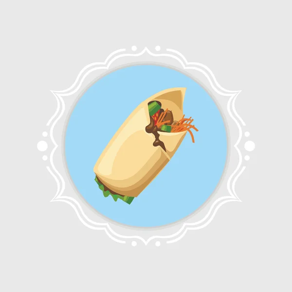 Vector burrito icon in vintage frame. — Stock Vector