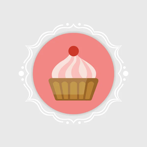 Vector cupcakes icon in vintage frame. — Stock Vector