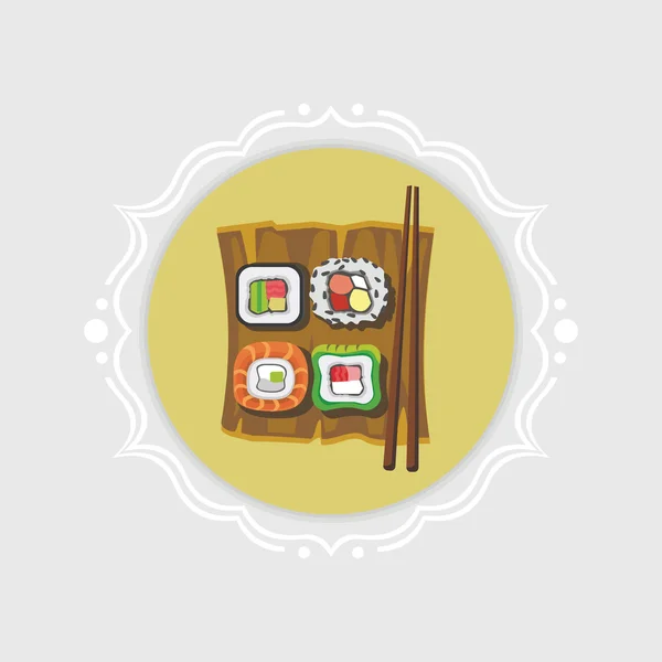 Icono de sushi vectorial en marco vintage . — Vector de stock