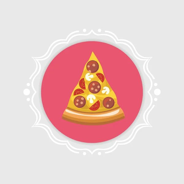 Vector pizza icon in vintage frame. — Stock Vector