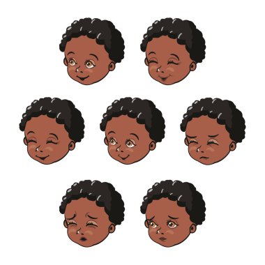 Afrikalı çocuğun yüz ifadeleri.