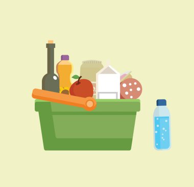 gıdalar ile alışveriş sepeti.