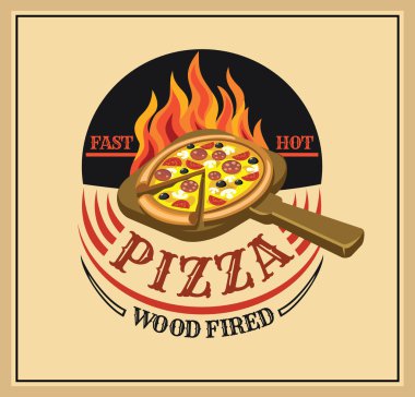 Pizzacı etiket. Vektör çizim.