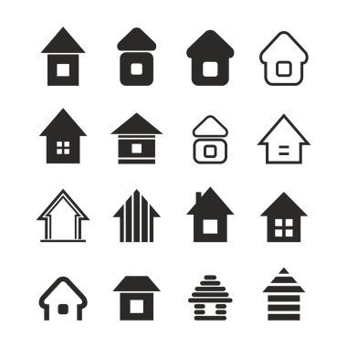 Evler Icons set. Vektör.