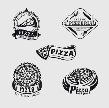 Vektör set Pizza etiketleri ve rozetleri.