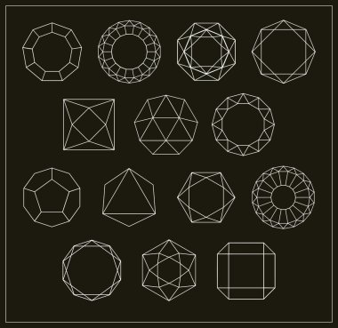 Elmas ve tasarım öğeleri Icons set vektör.