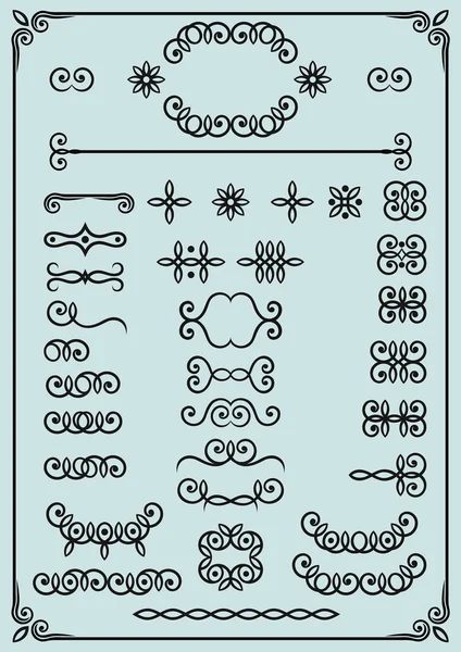 Conjunto vectorial de remolinos y rizos caligráficos . — Archivo Imágenes Vectoriales