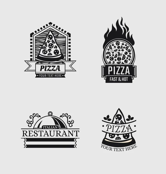 Ensemble vectoriel d'étiquettes et d'insignes de pizza . — Image vectorielle