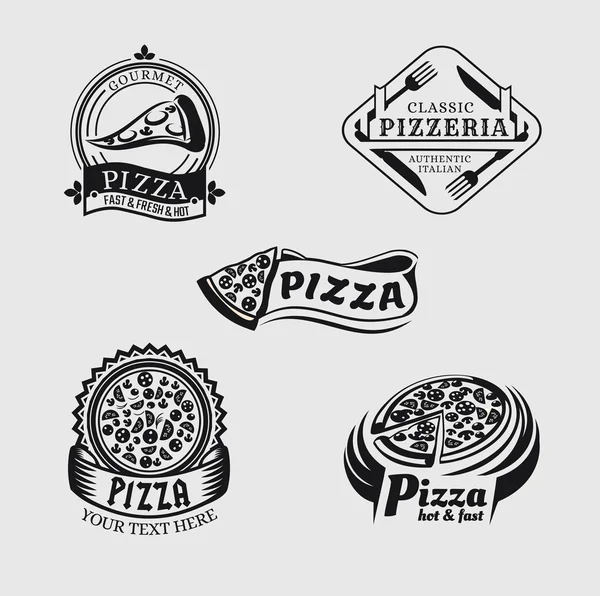 Set vettoriale di etichette e badge per pizza . — Vettoriale Stock