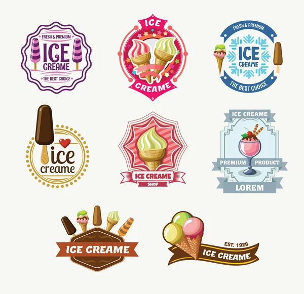 Collectie vintage ijs etiketten, insignes en pictogrammen. — Stockvector