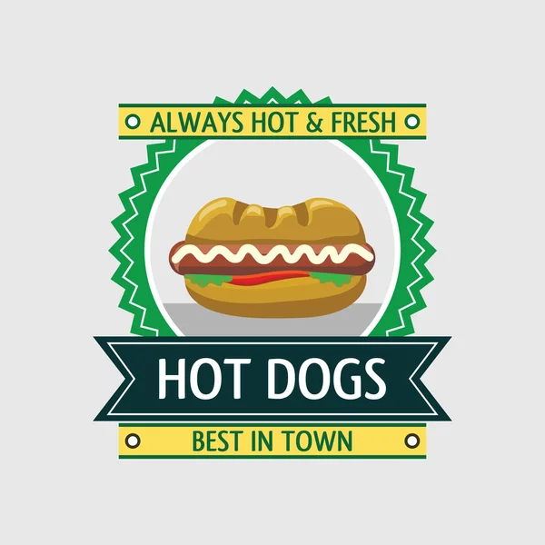 Etichetta degli hot dog. Illustrazione a colori vettoriale . — Vettoriale Stock