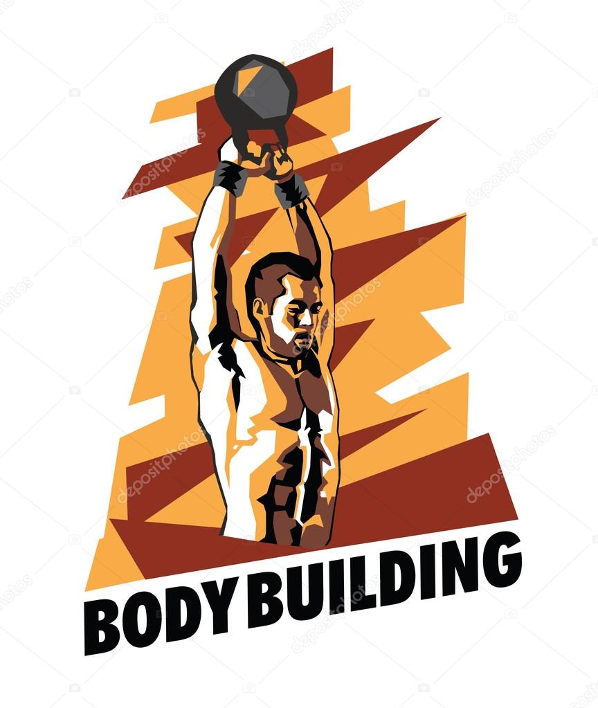 Vector illustration of bodybuilder on an abstract background. Bodybuilding poster.