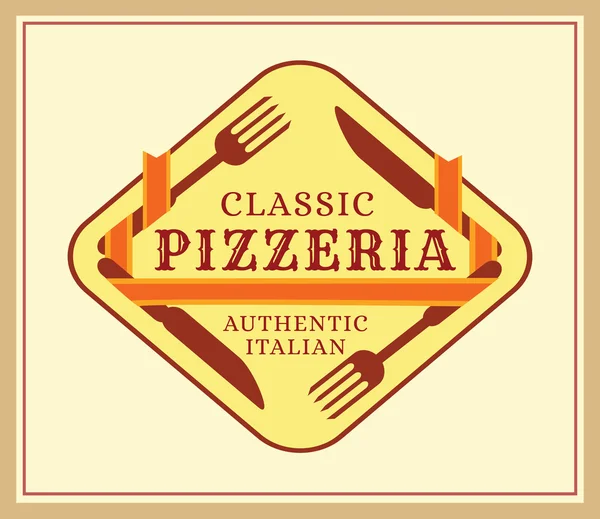 Pizzeria label. Vector illustration. — Stock Vector