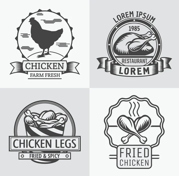 Set of labels and stamps of chicken meat. — Stock Vector