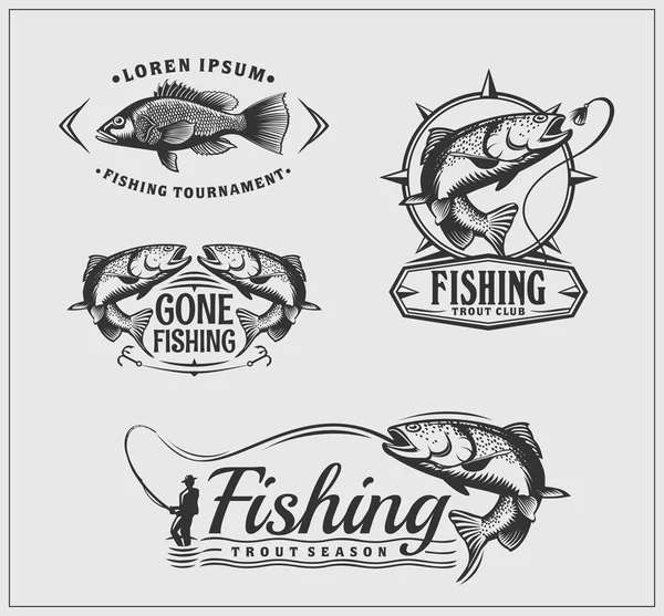 Etiquetas de pesca. Ilustración vectorial . — Vector de stock