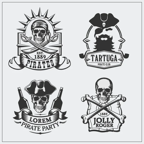 Conjunto de emblemas clube piratas . —  Vetores de Stock