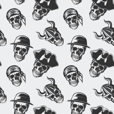 vektör kafatasları ile seamless modeli.