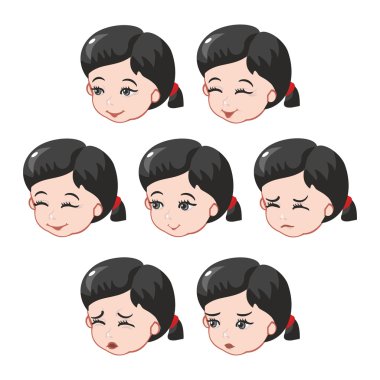 Asyalı kız yüz ifadeleri.