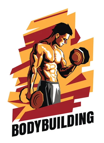 Vector illustration of bodybuilder on an abstract background. Bodybuilding poster. — Stock Vector