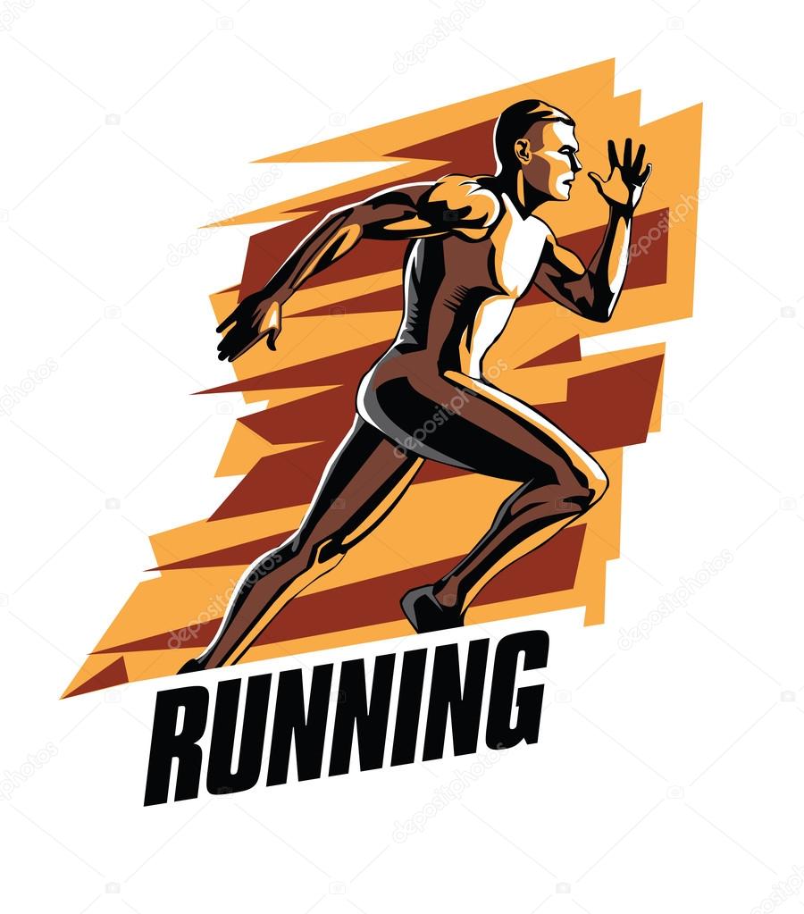 Vector illustration of runner on a abstract background. Running poster.