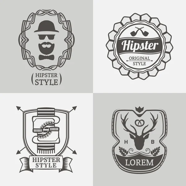 Etiquetas hipster vintage e logotipos definidos. Estilo retrô. Elementos de projeto vetorial . — Vetor de Stock