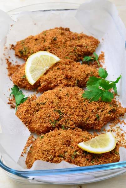 Baked in Bread Crumbs Chicken Breast