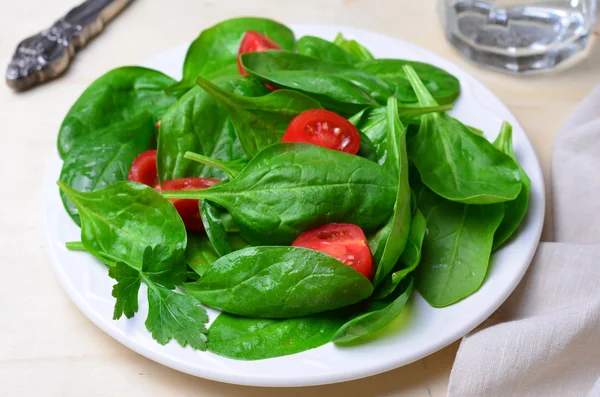 Spinach Salad with Cherry Tomatoes — Stock Photo, Image