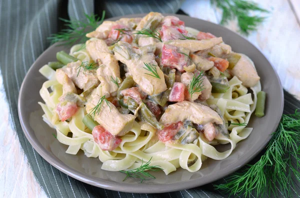 Chicken Pasta with Creamy Sauce — Stock Photo, Image