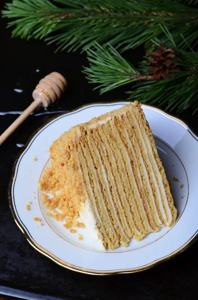 Медовый торт со сливками — стоковое фото