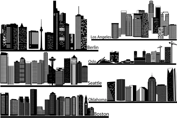 Sammlung von Skyline-Vektoren der Stadt — Stockvektor