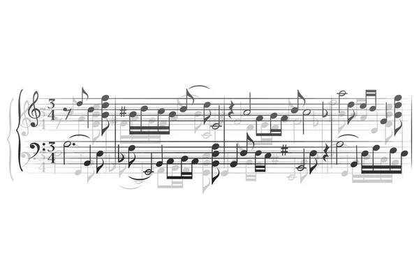 Olas partituras musicales e ilustración vectorial de notas . — Vector de stock