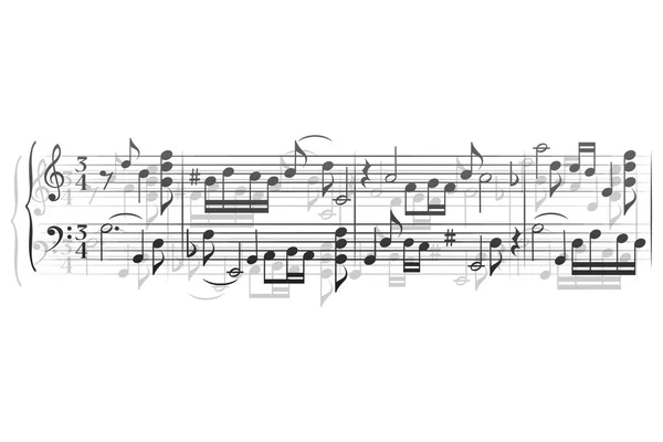 Dalgalı müzik notaları ve notlar illüstrasyon vektör.