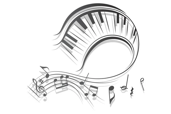 Olas partituras musicales e ilustración vectorial de notas . — Vector de stock