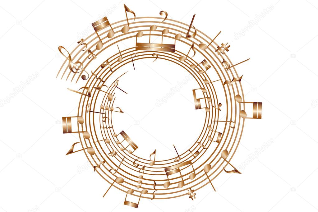 Circle musical score and notes vector element.
