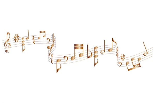 Partitura musical ondulada con elemento vectorial de notas . — Vector de stock