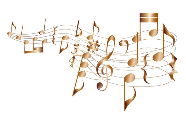 Музыкальные ноты о векторном элементе кудрявого стебля . — стоковый вектор