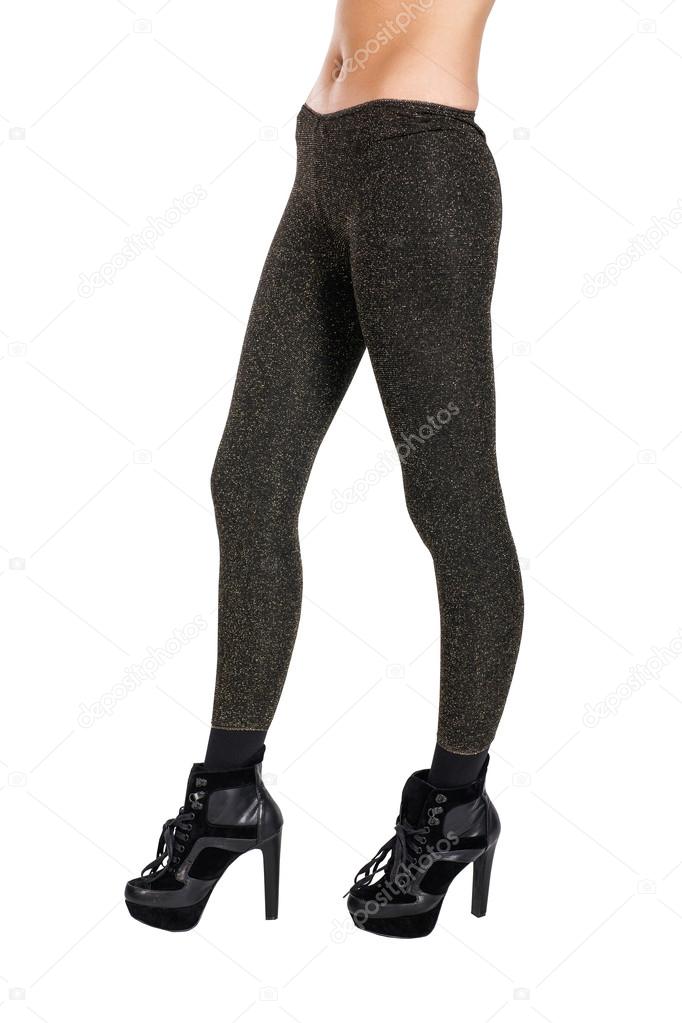 leggings high heel boots