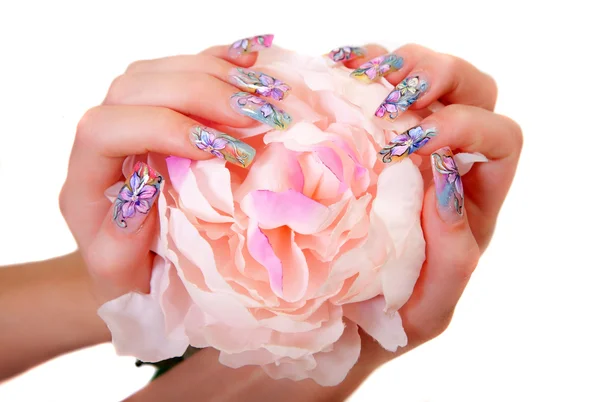 güzel eller ile çok renkli manikür