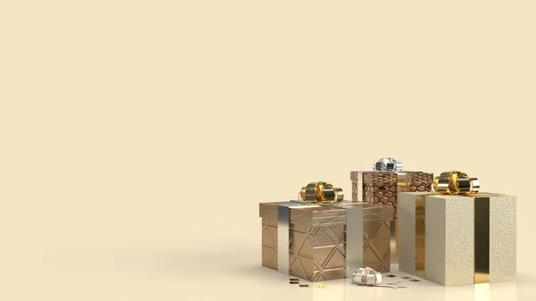 The gift box luxury on gold background 3d rendering.