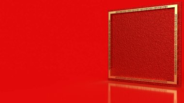 Asya arkaplan içeriği için Çin altın çerçevesi 3D görüntüleme.